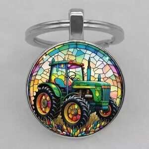 Stainless Steel John Deere Inspired Keyring Keychain Accessory